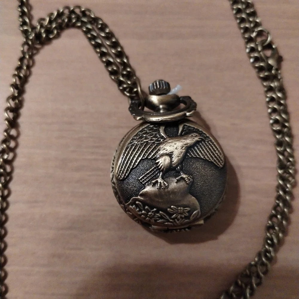 New Men's Vintage Style Mini Pocket Watch with Eagle Design